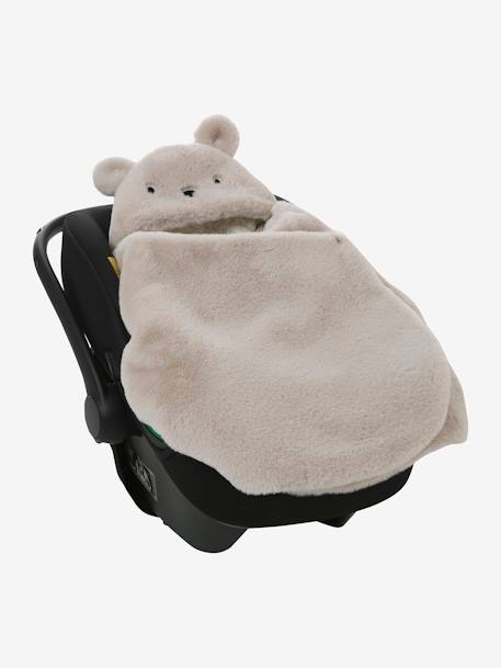 Nid d'ange transformable en tapis à langer peluche beige+beige imprimé+écru+gris souris+kaki+rose imprimé - vertbaudet enfant 
