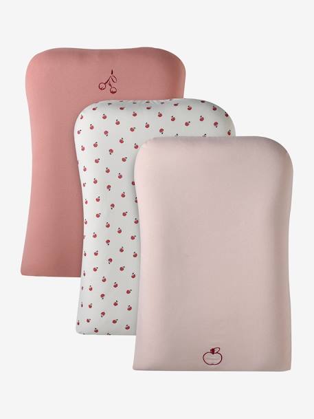 Lot de 3 housses matelas à langer bleu grisé+lot rose - vertbaudet enfant 