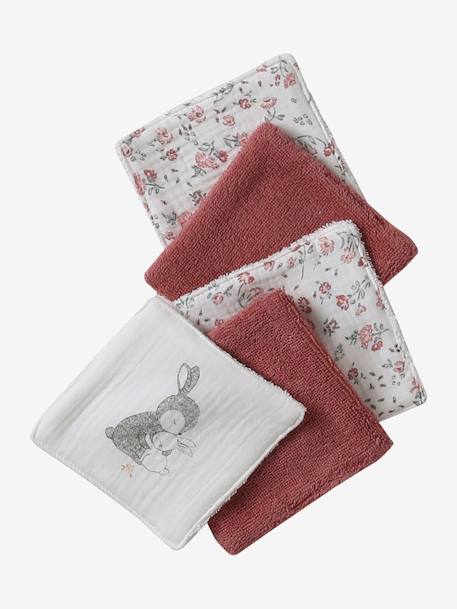 Coffret cadeau naissance 8 pièces : 1 hochet, 1 tapis à langer nomade, 5 lingettes, 1 pochette blanc imprimé+ocre+vert imprimé - vertbaudet enfant 