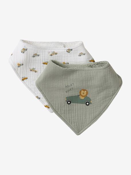 4-piece baby gift set: 2 bibs + 1 muslin cloth + 1 health book cover multicoloured+set pink - vertbaudet enfant 
