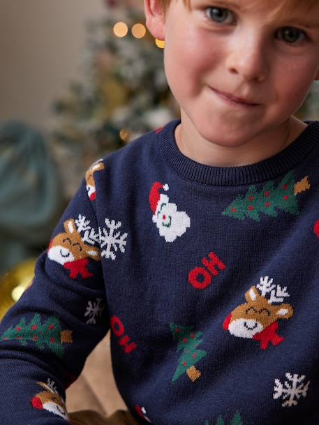 Pull Noël jacquard motifs ludiques garçon marine - vertbaudet enfant 