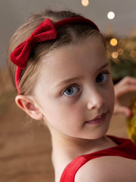 Alice Band & Hair Clip Set in Velour anthracite+red - vertbaudet enfant 
