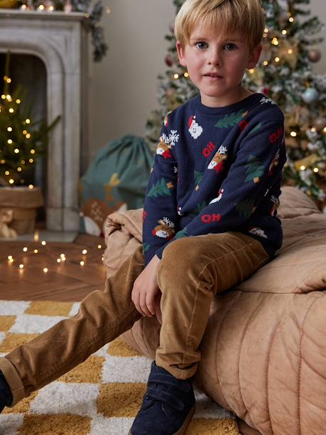 Pull Noël jacquard motifs ludiques garçon marine - vertbaudet enfant 