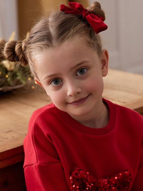 Ensemble serre-tête et barrette fille en velours anthracite+rouge - vertbaudet enfant 