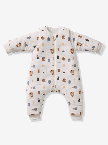 Footed Jumpsuit, Long Detachable Sleeves, PETIT ELEPHANT printed white - vertbaudet enfant 