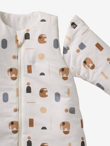 Combinaison PETIT ELEPHANT, manches longues amovibles blanc imprimé - vertbaudet enfant 