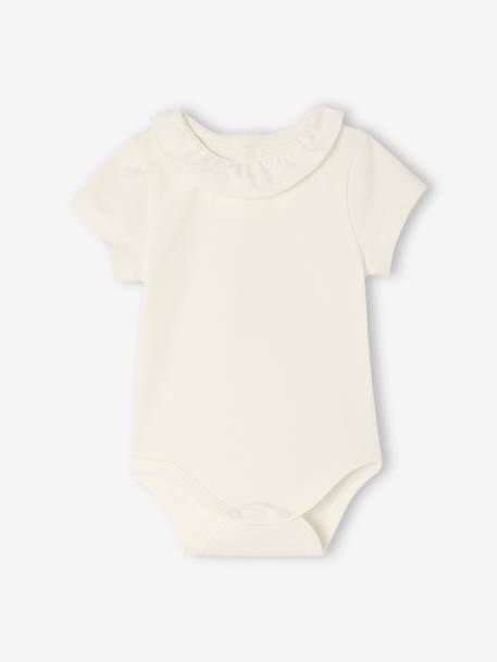 Lot de 2 bodies bébé naissance col fantaisie manches courtes corail+vert sauge - vertbaudet enfant 