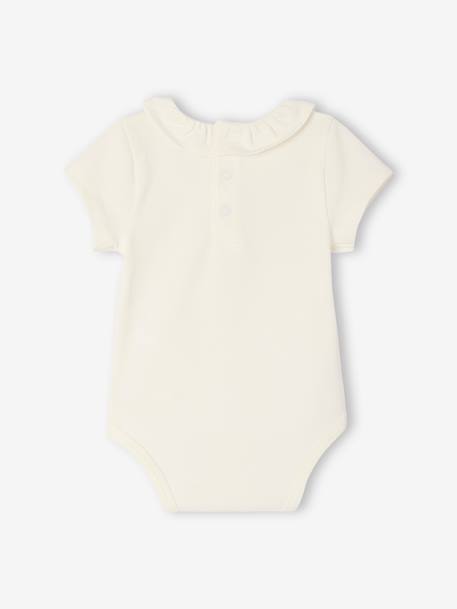 Lot de 2 bodies bébé naissance col fantaisie manches courtes corail+vert sauge - vertbaudet enfant 