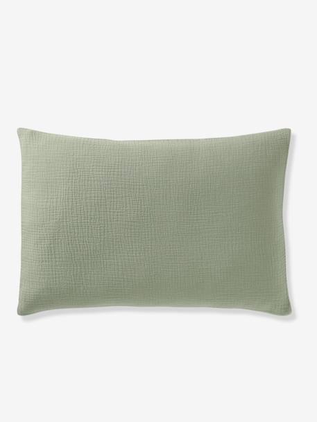 Plain Duvet Cover + Pillowcase Set in Organic Cotton* Gauze for Babies ochre+sage green+vanilla - vertbaudet enfant 