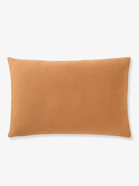 Parure bébé housse de couette + taie d'oreiller unie en gaze de coton Bio* ocre+vanille+vert sauge - vertbaudet enfant 