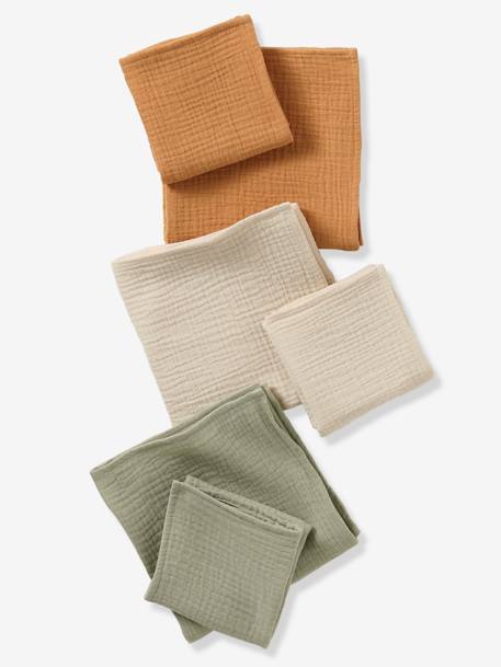 Pack of 3 Plain Muslin Squares in Organic Cotton* multicoloured+set pink - vertbaudet enfant 