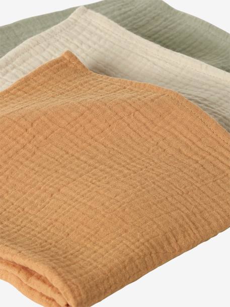Lot de 3 langes unis en gaze de coton Bio* lot rose+multicolore - vertbaudet enfant 