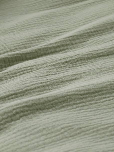 Plain Duvet Cover + Pillowcase Set in Organic Cotton* Gauze for Babies ochre+sage green+vanilla - vertbaudet enfant 