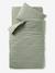 Plain Duvet Cover + Pillowcase Set in Organic Cotton* Gauze for Babies ochre+sage green+vanilla - vertbaudet enfant 
