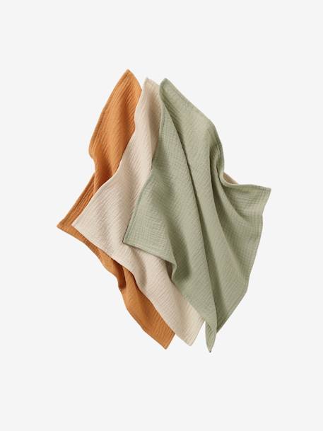Lot de 3 langes unis en gaze de coton Bio* lot rose+multicolore - vertbaudet enfant 