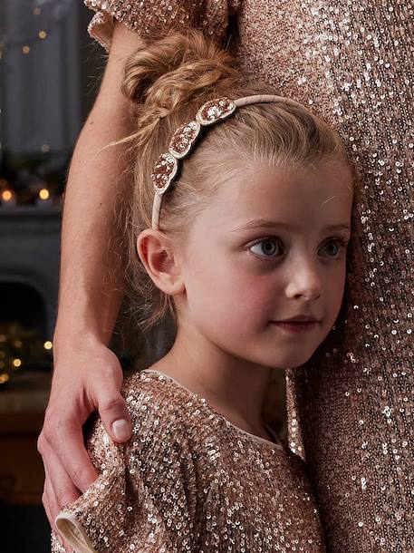 Serre-tête coeurs à sequins fille argent+or - vertbaudet enfant 