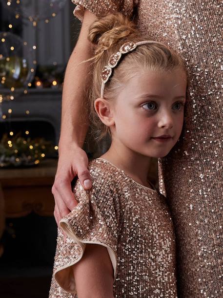 Robe de fête à sequins fille or - vertbaudet enfant 