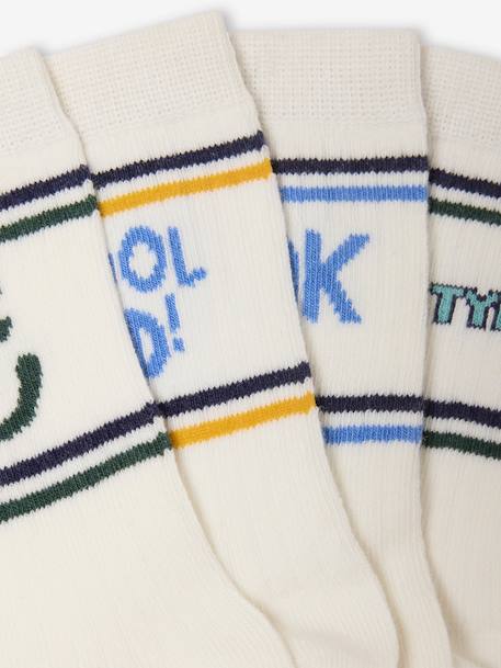 Lot de 4 paires de chaussettes sport en côtes garçon écru - vertbaudet enfant 