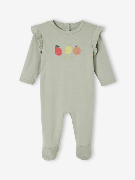 Lot de 2 pyjamas bébé fille pommes vert sauge - vertbaudet enfant 