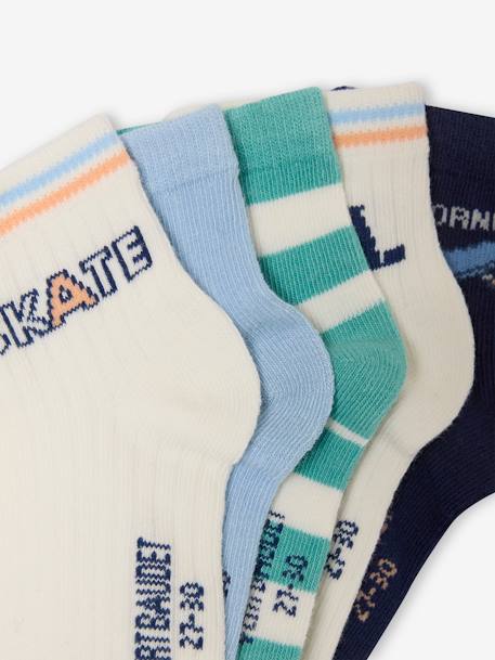 Lot de 5 paires de chaussettes 'US skate' garçon bleu ciel - vertbaudet enfant 