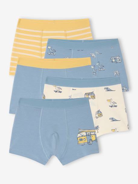 Lot de 5 boxers stretch garçon bleu ciel - vertbaudet enfant 