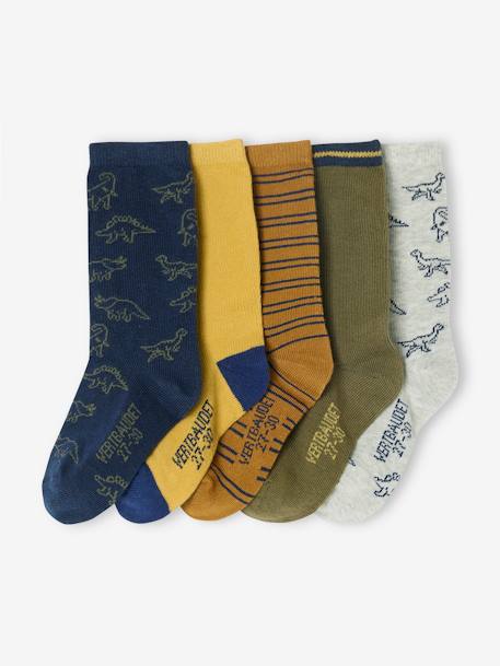 Lot de 5 paires de chaussettes dinosaures garçon vert d'eau - vertbaudet enfant 