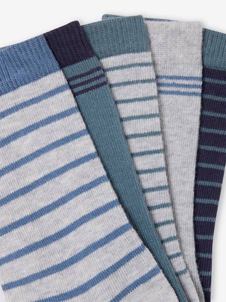 Lot de 5 paires de chaussettes rayées garçon BASICS gris chiné - vertbaudet enfant 