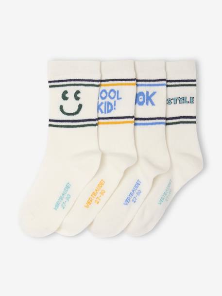 Lot de 4 paires de chaussettes sport en côtes garçon écru - vertbaudet enfant 