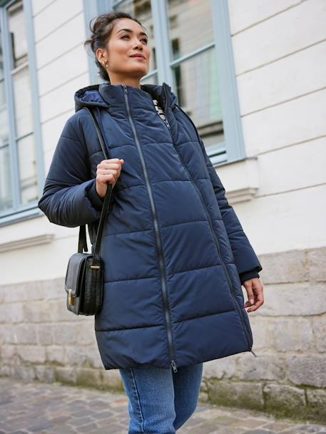 Adaptive Padded Coat, for Maternity & Babywearing by ENVIE DE FRAISE navy blue - vertbaudet enfant 