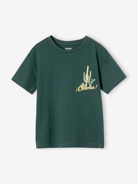 Boys' T-shirt with chest motif fir green+green - vertbaudet enfant 