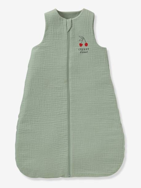 Summer sleepbag with central opening CHERRY sage green - vertbaudet enfant 