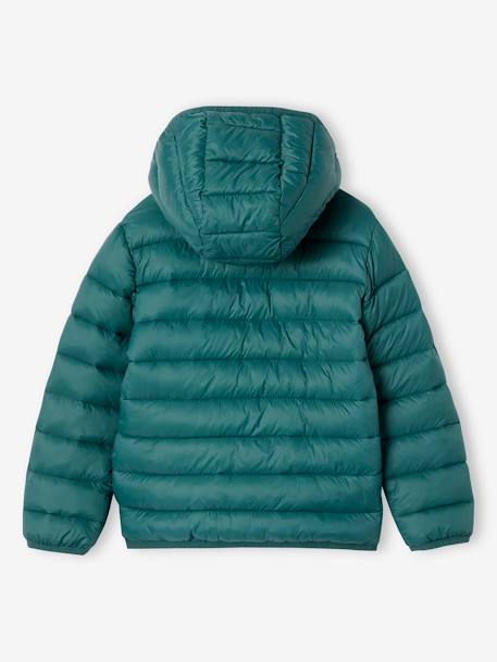Doudoune garçon légère à capuche bleu moyen+marine+noir+noisette+noix de pécan+olive+rouge+vert émeraude - vertbaudet enfant 