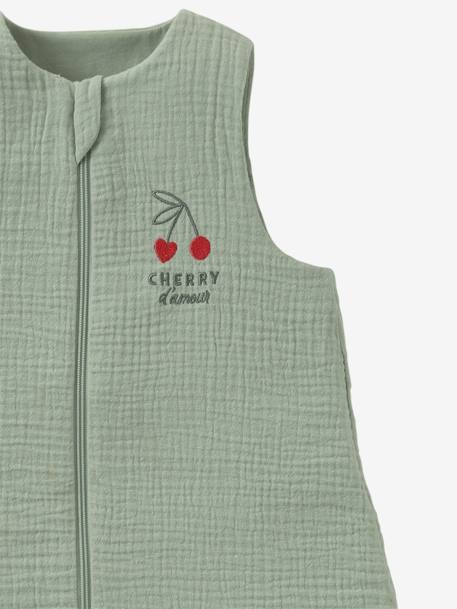 Summer sleepbag with central opening CHERRY sage green - vertbaudet enfant 