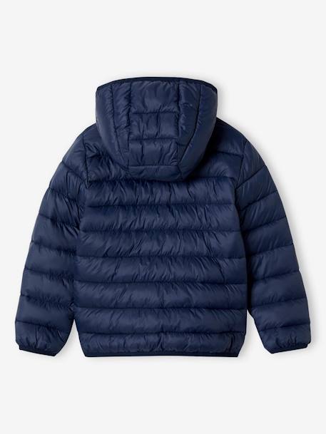 Doudoune garçon légère à capuche bleu moyen+marine+noir+noisette+noix de pécan+olive+rouge+vert émeraude - vertbaudet enfant 