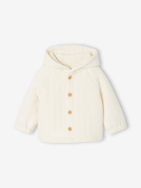 Gilet naissance à capuche en molleton matelassé - vertbaudet enfant Bébé-Pull, gilet, sweat-Gilet-Gilet naissance à capuche en molleton matelassé