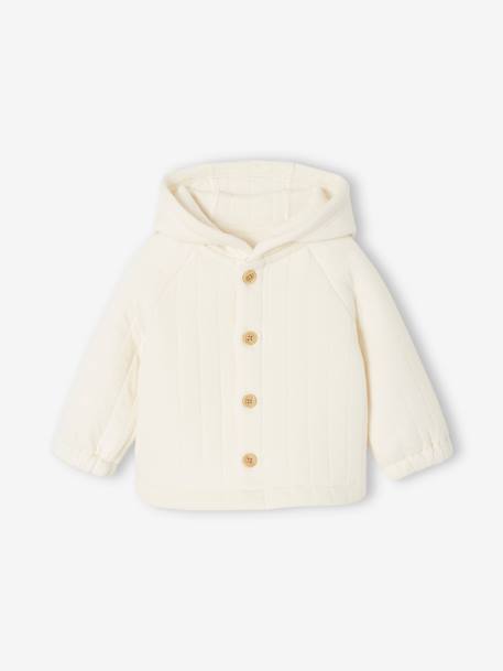 Gilet naissance à capuche en molleton matelassé écru - vertbaudet enfant 
