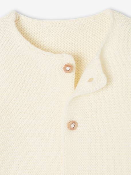 Gilet bébé naissance maille point mousse beige chiné+écru+marine - vertbaudet enfant 
