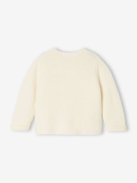 Gilet bébé naissance maille point mousse beige chiné+écru+marine - vertbaudet enfant 