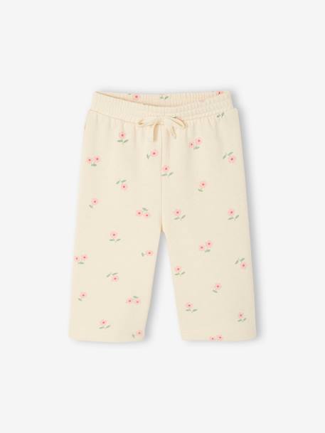 Wide Leg Trousers with Floral Motifs for Babies vanilla - vertbaudet enfant 