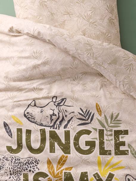 Parure housse de couette + taie oreiller enfant GREEN JUNGLE, avec coton recyclé vert imprimé - vertbaudet enfant 