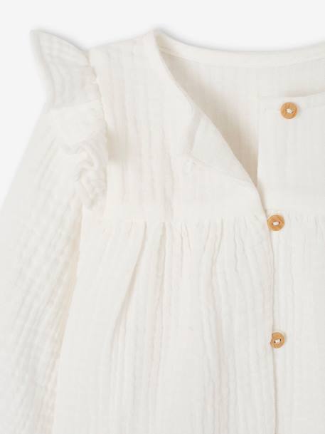 Blouse bébé gaze de coton à volants écru+vert amande+vieux rose - vertbaudet enfant 