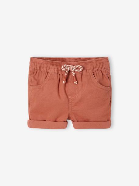 Short bébé garçon en toile taille élastiquée cappuccino+terracotta - vertbaudet enfant 