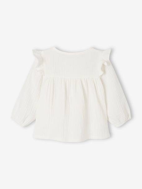 Blouse bébé gaze de coton à volants écru+vert amande+vieux rose - vertbaudet enfant 