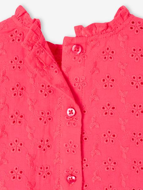 Blouse bébé broderie anglaise à volants blanc+bleu ciel+rose bonbon - vertbaudet enfant 