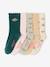 Lot de 5 paires de chaussettes fleurs fille écru - vertbaudet enfant 