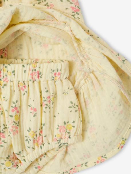 Floral dress and bloomers set for newborn - pale yellow, Baby Floral dress and bloomers set for newborn - pale yellow, Baby