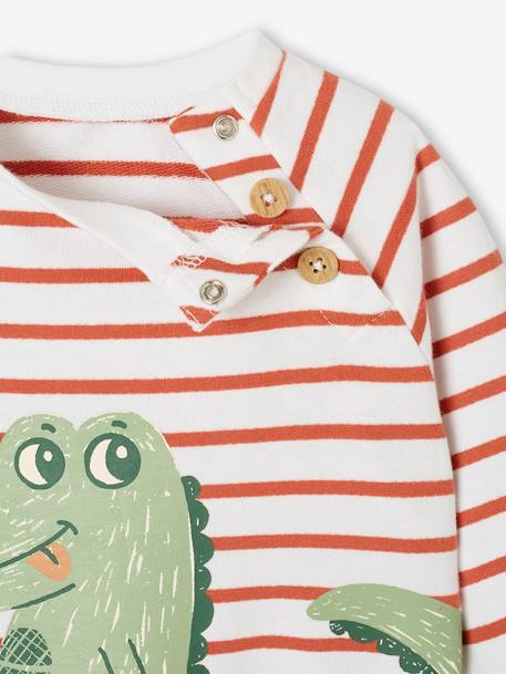 Sweat bébé en molleton rayé bleu+rayé vert+tomette - vertbaudet enfant 