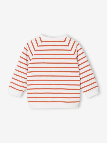 Sweat bébé en molleton rayé bleu+rayé vert+tomette - vertbaudet enfant 