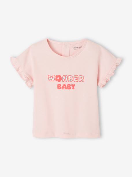 T-shirt bébé à message en coton bio rose pâle - vertbaudet enfant 