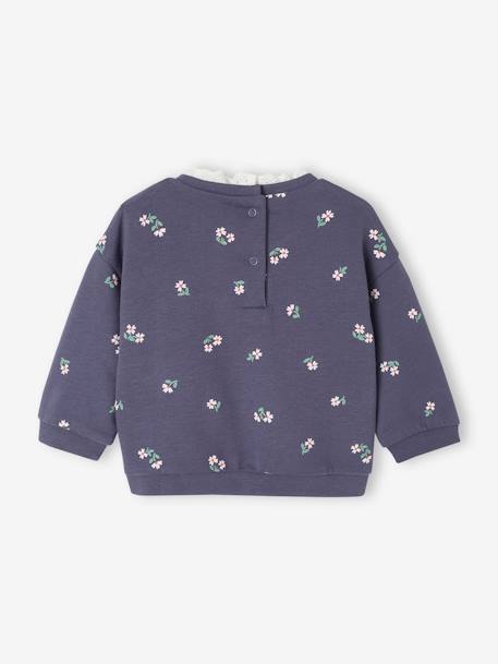Sweatshirt with Broderie Anglaise Collar for Babies navy blue - vertbaudet enfant 